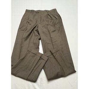 Men's Zanella Lana Wool Geometric Dress Pants Brown Italy 35